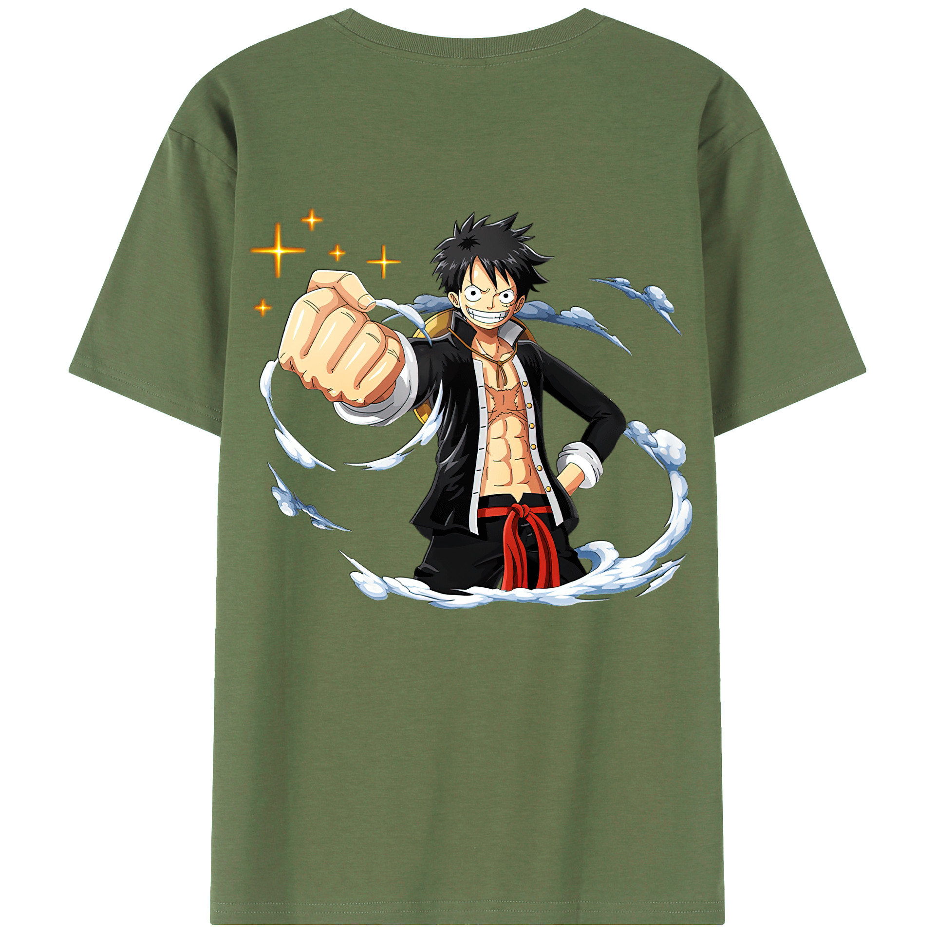 ワンピース モンキー・D・ルフィ ONE PIECE Monkey D. Luffy 綿100％ メンズ半袖Tシャツ（バックプリント） 通気性